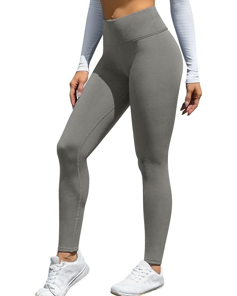 Women's Fleece Lined Leggings Faux Leather High Waisted Yoga Pants Warm Workout Tights with Pockets /Grey $8.54 Leggings