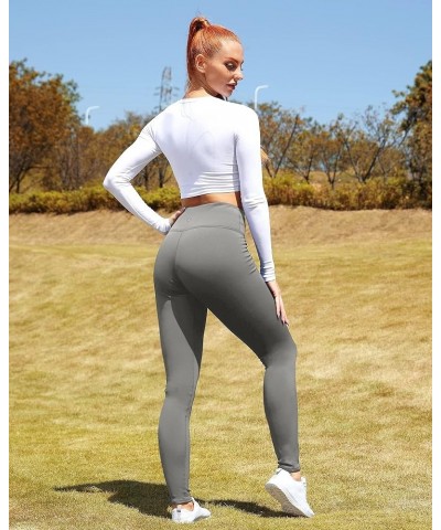 Women's Fleece Lined Leggings Faux Leather High Waisted Yoga Pants Warm Workout Tights with Pockets /Grey $8.54 Leggings