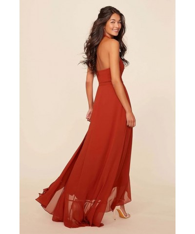 Women's Asymmetrical Wrap Halter Bridesmaid Dresses with Pockets Ruffle Chiffon Formal Party Gowns SYYS330 Blush $38.42 Dresses