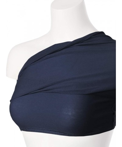 Women's Basic Casual Ruched Side Stretchy Tube Tops Navy $20.99 Activewear