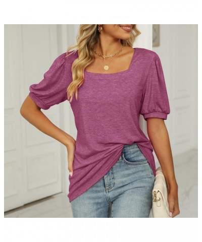 Shirts for Women Elegant V-Neck Petal Short Sleeve Curved Hem Chiffon Blouse Summer Casual Loose Fit Tunic Tops C-purple $11....