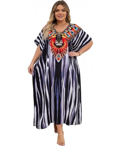 Women's wave neck Turkish caftan Ethnic Print kaftans Floral Print Over Sized Caftans Lounge wear Pang 1086-2 $19.71 Swimsuits