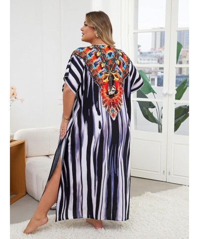 Women's wave neck Turkish caftan Ethnic Print kaftans Floral Print Over Sized Caftans Lounge wear Pang 1086-2 $19.71 Swimsuits