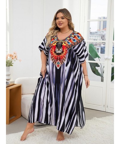 Women's wave neck Turkish caftan Ethnic Print kaftans Floral Print Over Sized Caftans Lounge wear Pang 1086-2 $19.71 Swimsuits