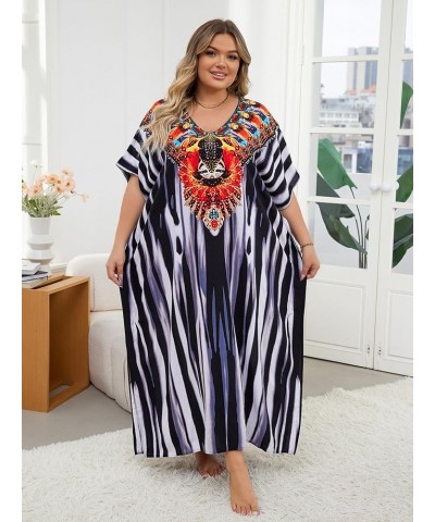 Women's wave neck Turkish caftan Ethnic Print kaftans Floral Print Over Sized Caftans Lounge wear Pang 1086-2 $19.71 Swimsuits