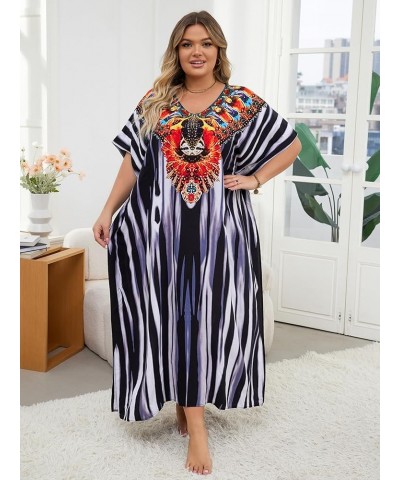 Women's wave neck Turkish caftan Ethnic Print kaftans Floral Print Over Sized Caftans Lounge wear Pang 1086-2 $19.71 Swimsuits