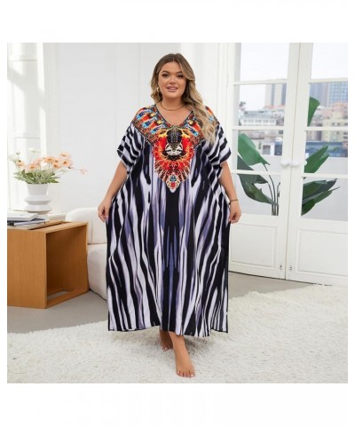 Women's wave neck Turkish caftan Ethnic Print kaftans Floral Print Over Sized Caftans Lounge wear Pang 1086-2 $19.71 Swimsuits