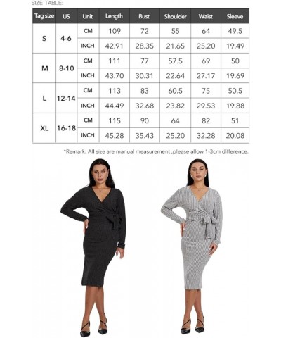 Sweater Dress Midi for Women 2023 Knee Length Long Sleeve Knit Ribbed Fitted Wrap Bodycon Dress Light Grey $13.99 Sweaters