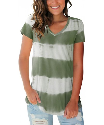 Womens Tops V Neck Tee Casual Short Sleeve and Long Sleeve T Shirts B3 Printed Army Green $12.82 T-Shirts