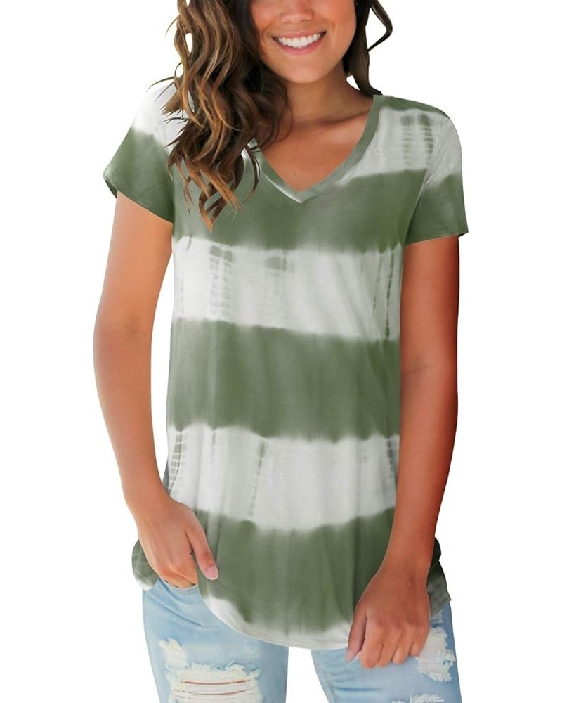 Womens Tops V Neck Tee Casual Short Sleeve and Long Sleeve T Shirts B3 Printed Army Green $12.82 T-Shirts