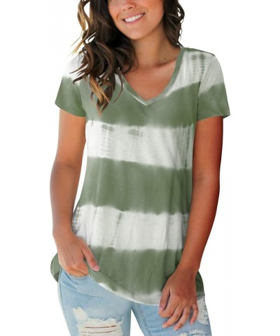 Womens Tops V Neck Tee Casual Short Sleeve and Long Sleeve T Shirts B3 Printed Army Green $12.82 T-Shirts