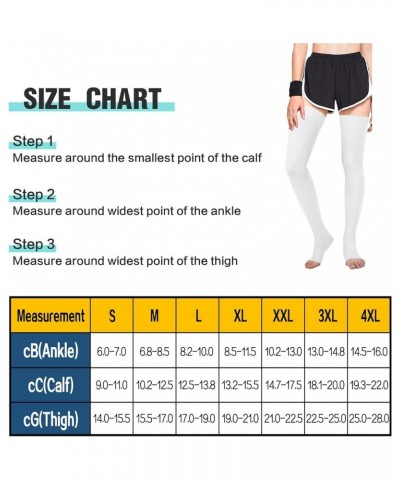 Thigh High 20-30mmHg Compression Stocking Toeless Compression Socks for Women & Men Circulation with Silicone Dot Band White ...