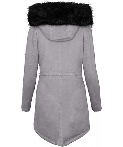 Winter Coats for Women 2023 Plus Size Thick Parka Jackets with Fur Hood Fleece Lined Warm Overcoats with Pockets A-gray $24.6...