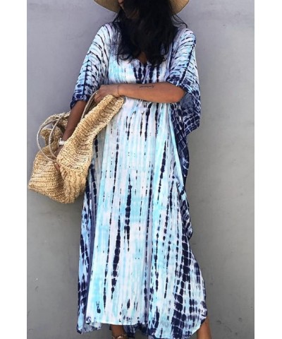 Skirt Long Dress Bikini Cover Up Beach Dresses for Women Robe Coverups Printing Dyeing Stripe Light Blue 8 $12.23 Swimsuits