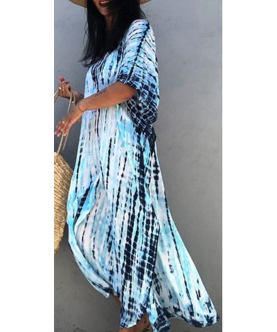 Skirt Long Dress Bikini Cover Up Beach Dresses for Women Robe Coverups Printing Dyeing Stripe Light Blue 8 $12.23 Swimsuits