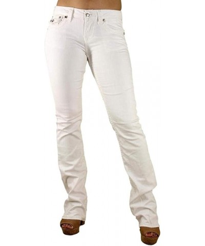 Classic Rhinestone Studded White Denim Bootcut Jeans Bootcut White 5168bt $25.19 Jeans