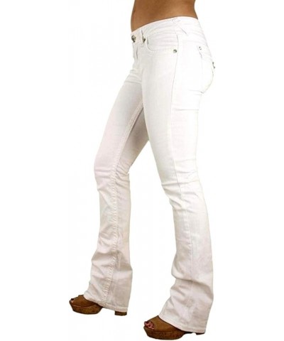 Classic Rhinestone Studded White Denim Bootcut Jeans Bootcut White 5168bt $25.19 Jeans