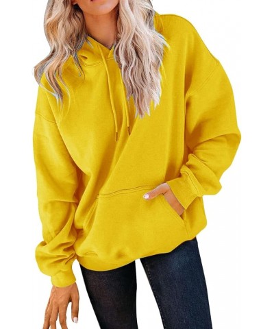 Women's Casual Hoodies Long Sleeve Lightweight Pullover Tops Loose Spring Sweatshirt with Pocket Yellow $8.40 Activewear