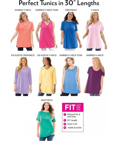 Women's Plus Size Perfect Short-Sleeve V-Neck Tunic Plum Purple $10.73 Tops