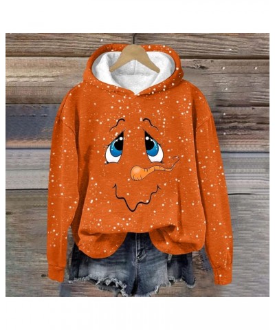 Ugly Christmas Hoodie for Women Snowflakes Printed Sweatshirts Long-Sleeves Hoodie Sweatshirt Comfy Vacation Outfits 0-orange...