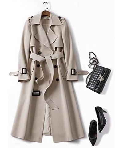 UKTZFBCTW Autumn Long Women Trench Lace Up Waist Casual Solid V Neck Overcoat Long Sleeve Windbreaker Female Trench 14 $25.74...