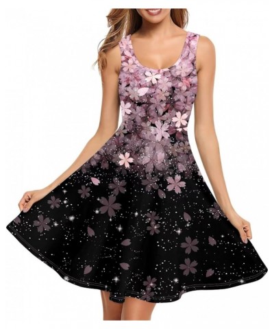 Summer Sleeveless Tank Dress for Women Girls Knee Length Sundress with Side Pockets Cherry Blossom $20.99 Dresses