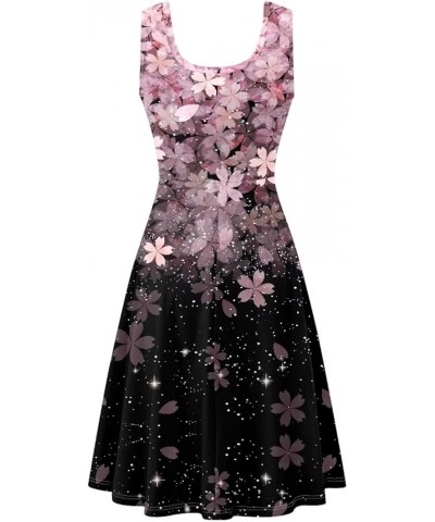 Summer Sleeveless Tank Dress for Women Girls Knee Length Sundress with Side Pockets Cherry Blossom $20.99 Dresses