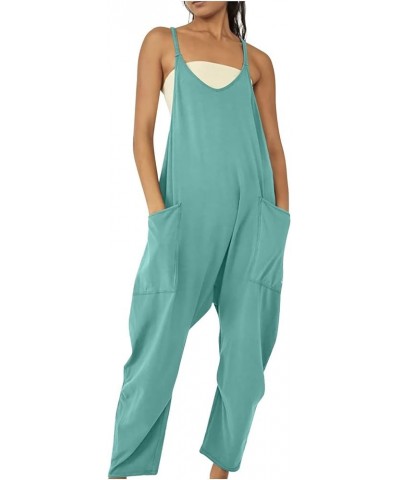 Womens Jumpsuits Casual Summer Spaghetti Strap Sleeveless Baggy Fashion Overalls Long Pant Rompers with Pockets Mint Green $8...