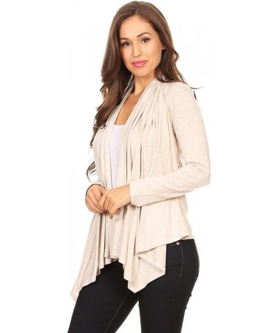 Women's Women's Solid Casual Comfy Long Sleeve Drape Open Front Cardigan Jacket S-3XL Hcd00003 Cream $10.32 Sweaters