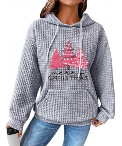 Women's Pullover Sweatshirt Drawstring Tis The Season Pumpkin Printed Waffle Hoodie Long Sleeve Tops with Pocket Zt Gray $20....