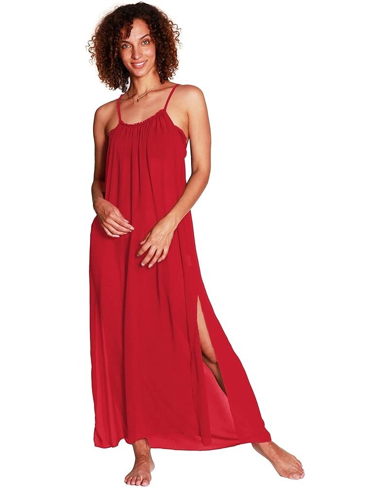 Women’s Summer Maxi Dress, Beach Chiffon Sundress, Swimwear Bathing Suit Cover Up Red $10.99 Swimsuits