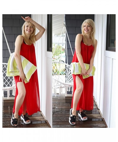 Women’s Summer Maxi Dress, Beach Chiffon Sundress, Swimwear Bathing Suit Cover Up Red $10.99 Swimsuits