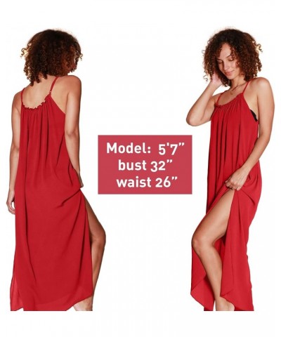 Women’s Summer Maxi Dress, Beach Chiffon Sundress, Swimwear Bathing Suit Cover Up Red $10.99 Swimsuits