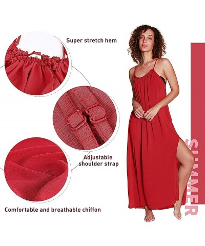 Women’s Summer Maxi Dress, Beach Chiffon Sundress, Swimwear Bathing Suit Cover Up Red $10.99 Swimsuits