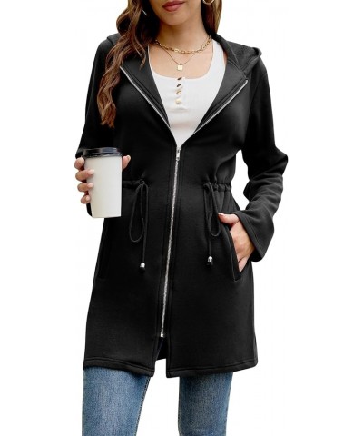 Women's Casual Tunic Zip Up Hoodies Sweatshirts Long Fleece Jacket Cardigan Coat Black $26.99 Hoodies & Sweatshirts