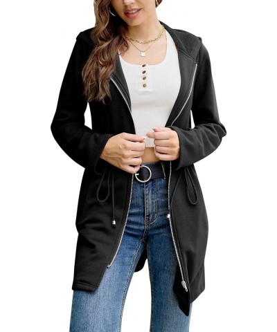 Women's Casual Tunic Zip Up Hoodies Sweatshirts Long Fleece Jacket Cardigan Coat Black $26.99 Hoodies & Sweatshirts