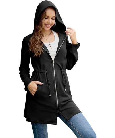 Women's Casual Tunic Zip Up Hoodies Sweatshirts Long Fleece Jacket Cardigan Coat Black $26.99 Hoodies & Sweatshirts