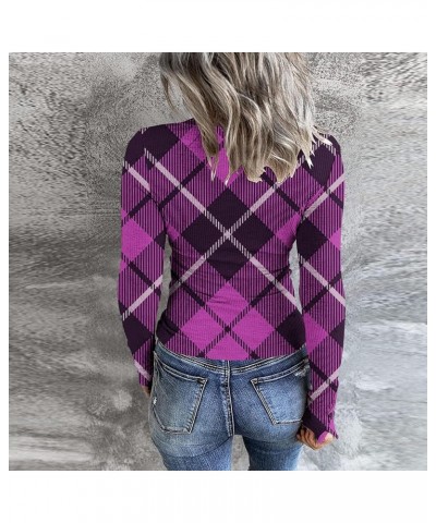 Tops for Women Long Sleeve Cute Pattern Undershirt Boat Neck Color Matching Crochet Striped Womens Blouses E-255 Purple $7.69...