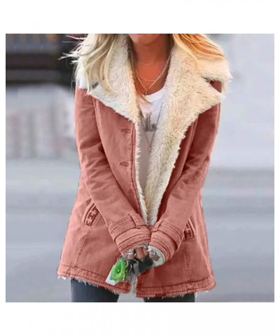 Womens Fuzzy Fleece Jacket Printed Lapel Single-Breasted Long Sleeve Plus Size Outwear Coat Outerwear with Pockets D-pink $15...