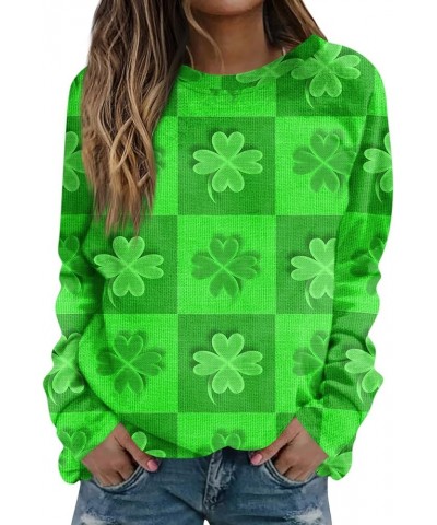 Saint Patricks Day Shirt Resort Wear for Women 2024 Womens Long Sleeve Tops Graphic Tees Ladies Crewneck Sweatshirts B-green ...