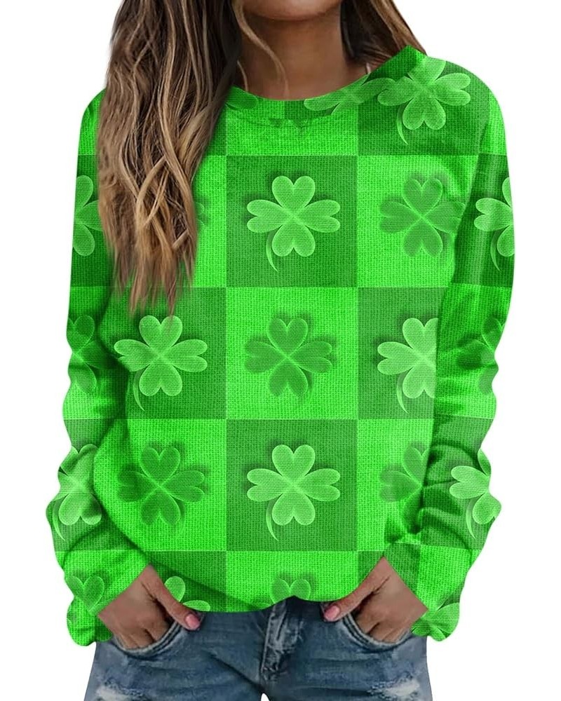 Saint Patricks Day Shirt Resort Wear for Women 2024 Womens Long Sleeve Tops Graphic Tees Ladies Crewneck Sweatshirts B-green ...