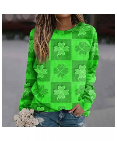 Saint Patricks Day Shirt Resort Wear for Women 2024 Womens Long Sleeve Tops Graphic Tees Ladies Crewneck Sweatshirts B-green ...