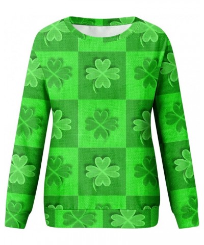 Saint Patricks Day Shirt Resort Wear for Women 2024 Womens Long Sleeve Tops Graphic Tees Ladies Crewneck Sweatshirts B-green ...