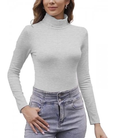 Women's Mock Turtle Neck Long Sleeve Bodysuit Tops Sexy T Shirt Leotard Jumpsuit Grey $12.74 Bodysuits