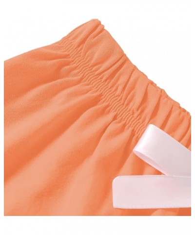 Women's Cotton Pajamas Set Button Short Sleeve Shirt with Shorts Set PJs Loungewear Light Orange $12.00 Sleep & Lounge