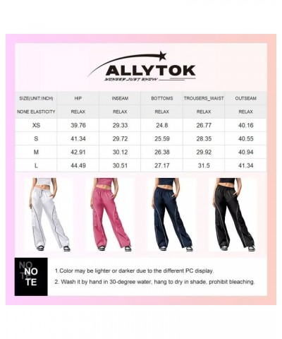 Wide Leg Cargo Pants for Women Baggy Lightweight Drawstring Jogger Pants Trousers with Pockets Pink $21.45 Pants