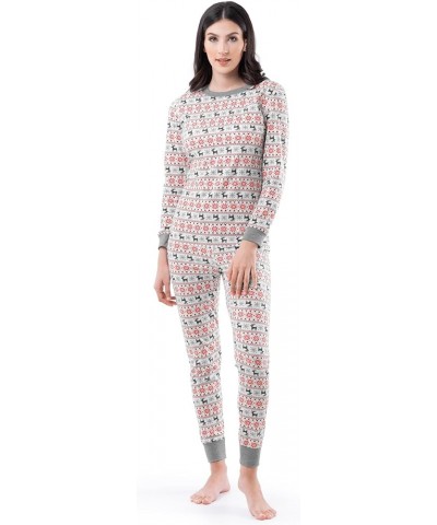 Women's Micro Waffle Premium Thermal Set Fair Isle White $13.49 Underwear