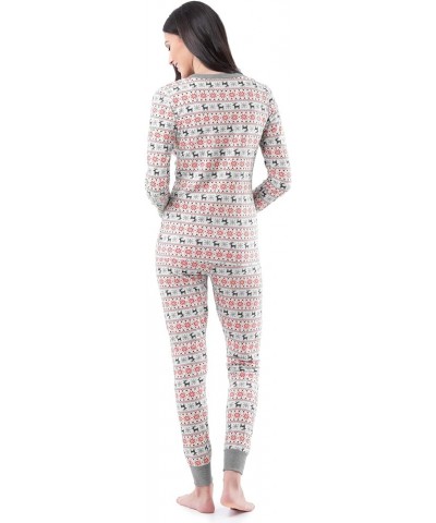 Women's Micro Waffle Premium Thermal Set Fair Isle White $13.49 Underwear