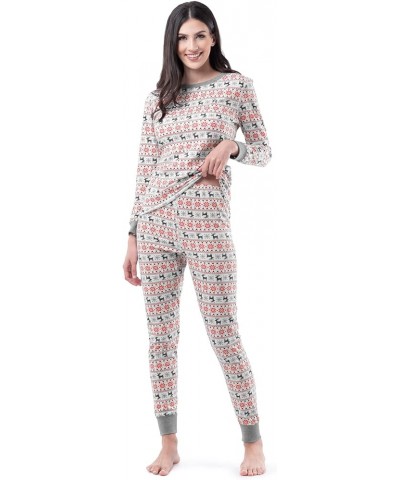 Women's Micro Waffle Premium Thermal Set Fair Isle White $13.49 Underwear