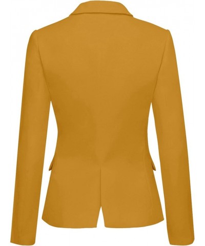 Womens Notched Lapel Pockets Button Work Office Blazer Jacket Suit Dusky Citron Yellow $26.82 Blazers